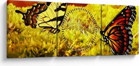 Obraz motyli (z zegarem) (90x30 cm)