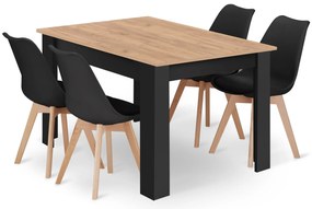 Czarny zestaw jadalniany 1 + 4, stół MADO CRAFT 120x80 + krzesła BALI MARK czarne