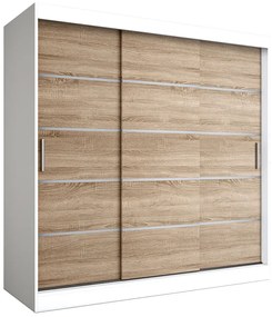 Szafa przesuwna biały + dąb sonoma 200 cm - Bohosa 6X