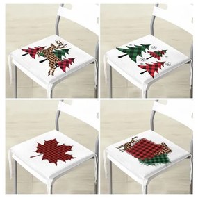 Poduszki na krzesła ze świątecznym motywem zestaw 4 szt. 40x40 cm Tartan – Mila Home