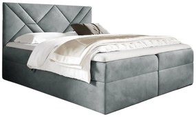 Szare łóżko kontynentalne z zagłówkiem 5 rozmiarów - Velvaro