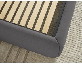 Ciemnoszare tapicerowane łóżko dwuosobowe ze schowkiem/bez zagłówka ze stelażem 180x200 cm Inera – Bobochic Paris