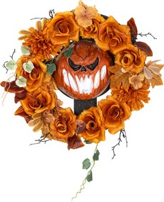 Outsunny Wieniec Halloween, przerażający motyw dyni, jesienne liście, efekty świetlne, tworzywo sztuczne