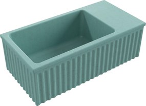 Massi Umywalka betonowa ryflowana nablatowa / wisząca prostokątna 60 x 30 cm WELLE | różne kolory : Kolor - Turkusowy, Typ montażu - podwieszana