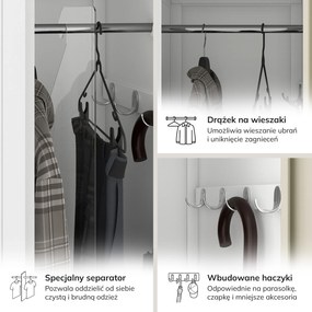 Szafka pracownicza dwukomorowa biała / dąb sonoma: Eco Design KACPER II, 600 x 1800 x 500 mm 