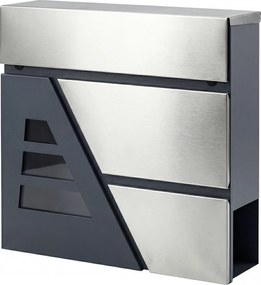 HOMCOM Skrzynka na listy do montażu na ścianie, odporna na warunki atmosferyczne, z uchwytem na gazety i 2 kluczami, ciemnoszara | Aosom PL