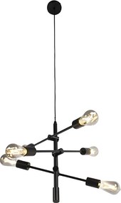 Inteligentna lampa wisząca industrialna czarna z 6 WiFi ST64 - Sydney
