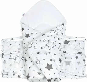 New Baby Klasyczny rożek sznurowany Szare gwiazdki