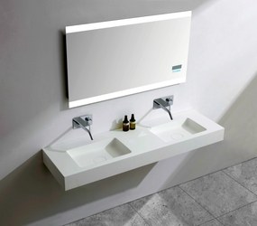 Podwójna umywalka ścienna BA8015 z odlewu mineralnego