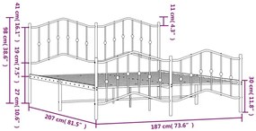 Czarne metalowe łóżko małżeńskie 180x200cm - Emelsa