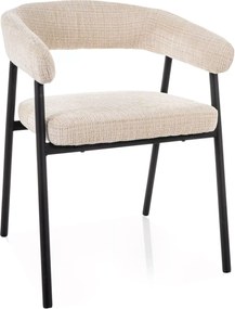 Krzesło do jadalni KATANA z czarnymi nogami, beżowe