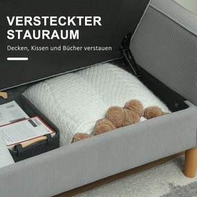 HOMCOM Dwuosobowa sofa z miejscem do przechowywania i solidnymi drewnianymi nogami, do salonu, sypialni, 117 x 63 x 79 cm, Jasnoszary