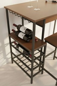 Zestaw barowy z wysokim stoem i stojakiem na butelki + 2 hokery Carbar