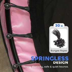 HOMCOM Trampolina dla Dzieci, Ø140 cm, z Siatką Bezpieczeństwa, do Użytku Wewnętrznego i Zewnętrznego, Stal, Tworzywo Sztuczne, Udźwig do 50 kg, Różowa