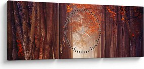 Obraz - Jesienny las (z zegarem) (90x30 cm)
