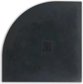 Czarny półokrągły brodzik "Milano" z żywicy imitującej kamień antypoślizgowy cm 90x90h