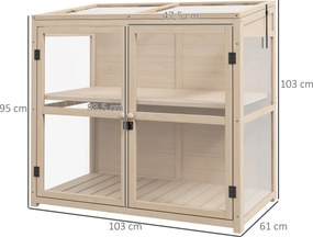 Outsunny Doniczka do szklarni Doniczka na rośliny, odporna na warunki atmosferyczne, 2 poziomy, drewno świerkowe, 103 x 61 x 103 cm, Naturalne