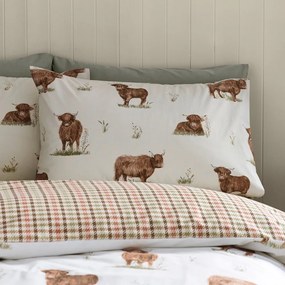 Brązowo-beżowa pościel dwuosobowa 230x220 cm Angus Highland Cow – Catherine Lansfield