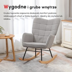 HOMCOM Fotel bujany na sprężynach do 120 kg Jasnoszary Poliester Komfortowe siedzisko do odpoczynku | Aosom PL