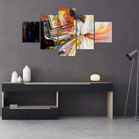 Obraz - Kobieta grająca na pianinie (125x70 cm)
