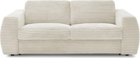 Beżowa sztruksowa rozkładana sofa do spania 220 cm Hugo – Bobochic Paris