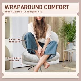 HOMCOM Krzesło biurowe bez podłokietników, wygodne biurowe krzesło z pikowanym siedziskiem i regulowaną wysokością, Kremowy