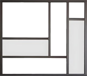 Szklana ścianka działowa w stylu warsztatowym, malowana proszkowo, aluminiowa, z lustrami, 150x130 cm - czarna - ELEXIA