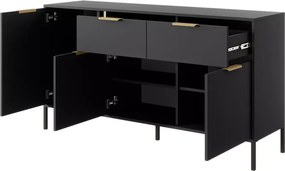 Komoda ZANTE II – elegancka komoda 3-drzwiowa z 2 szufladami w kolorze antracytowym ze złotymi detalami