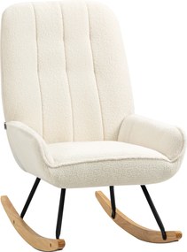 HOMCOM Fotel Bujany z Sherpa-Vlies Naturalny i Kremowy Wygodny Fotel do Relaksu 63x95x97cm | Aosom PL