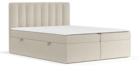 Beżowe łóżko boxspring ze schowkiem 160x200 cm Novento – Maison de Rêve