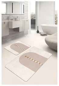 Beżowe aksamitne dywaniki łazienkowe zestaw 2 szt. 60x100 cm – Mila Home
