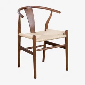 Zestaw 2 Krzeseł Jadalnianych Z Drewna Wiązu Uish Edition Ciemne Drewno - Sklum