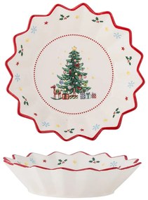 Czerwono-kremowy ceramiczny talerz do serwowania ze świątecznym motywem ø 20 cm Naive – Bloomingville