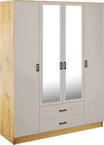 Czterodrzwiowa szafa z lustrem dąb artisan + kaszmir H7-D15