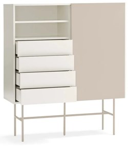 Beżowo-kremowa wysoka komoda z drzwiami przesuwnymi 120x140 cm Nube – Teulat