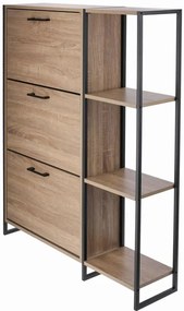 Trzydrzwiowa szafka na buty z regałem w stylu loft - Tamil 7X
