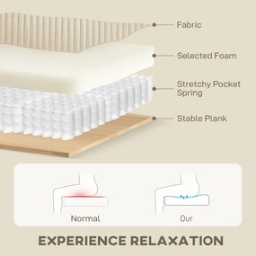 HOMCOM Sofa 3-osobowa z poduszkami dekoracyjnymi, Corduroy, do salonu, sypialni, szerokość 212 cm, Kremowa