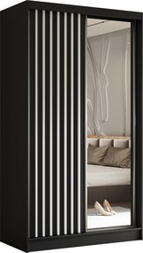 Szafa Przesuwna LAMELLO 120 cm z Lustrem Szafa Dwudrzwiowa Czarna