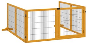 PawHut Wolnostojąca Drewniana Bramka dla Psa, Modułowa i Składana z 6 Paneli i 2 Podpor, Żółta