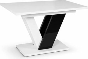 Stół Carrie rozkładany 120/160 cm do jadalni – nowoczesny stół prostokątny glamour z grubym blatem MDF i nogami w kształcie V