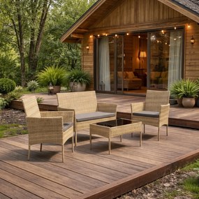 Zestaw mebli ogrodowych - sofa fotele i stolik Natal 010 naturalny