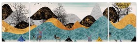Obraz graficzny z jeleniem (170x50 cm)