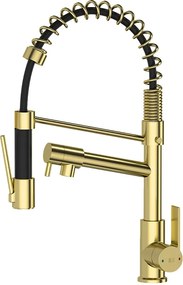 Big Hotto bateria zlewozmywakowa z ruchomą wylewką, szczotkowane złoto - Essebagno