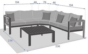 Narożnik aluminiowy VANCOUVER dla 5 osób (szaro)