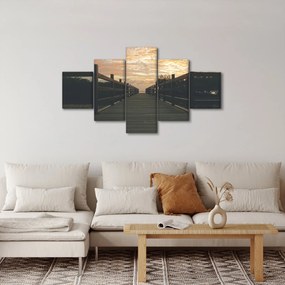 Obraz drewnianego pomostu nad jeziorem (125x70 cm)