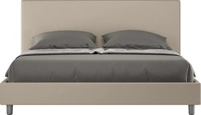 Łóżko bez stelaża tapicerowane 160x190 sztucznej skóry Szaro-beżowy Naspy