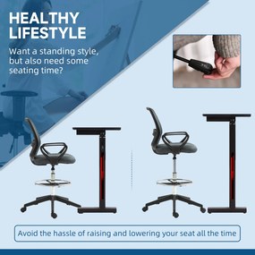 Vinsetto Ergonomiczny Fotel Biurowy z Podłokietnikami i Regulowanym Podnóżkiem Siatka Szary