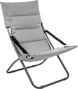 SKŁADANY LEŻAK OGRODOWY Z WYGODNYM SIEDZISKIEM W KOLORZE SZARYM