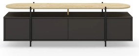 Czarna szafka pod TV w dekorze dębu 160x48 cm Hinoa – Marckeric