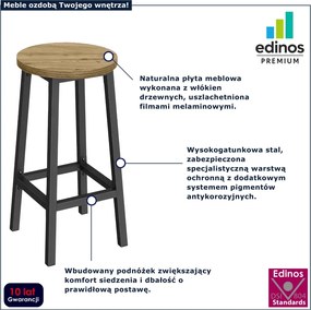 Loftowy hoker z podnóżkiem dąb artisan + czarny W8-L34